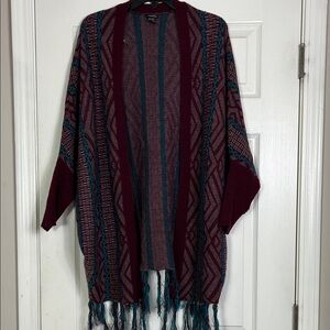 Boho Tassel Shawl Cardigan | Cozy Brown Open Front Sweater | Fall Layering Piece